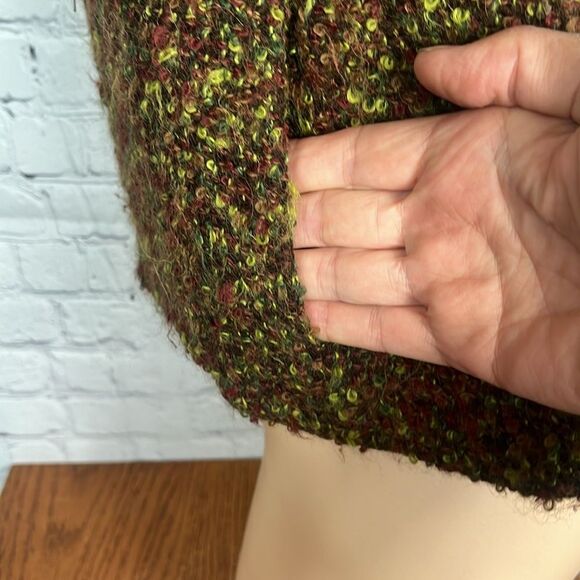 Beyond Threads Brown and Green Boucle Textured Zip-Up Vest Size Small - Picture 5 of 8